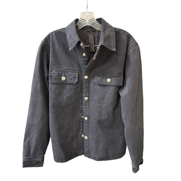 Chrome Hearts Black Denim Shirt Jacket With Quilted Lining & Silver Button Detai - Picture 1 of 16